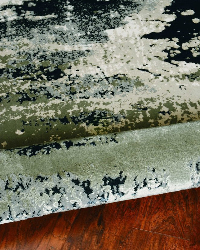 5' X 8' Silver And Charcoal Abstract Area Rug