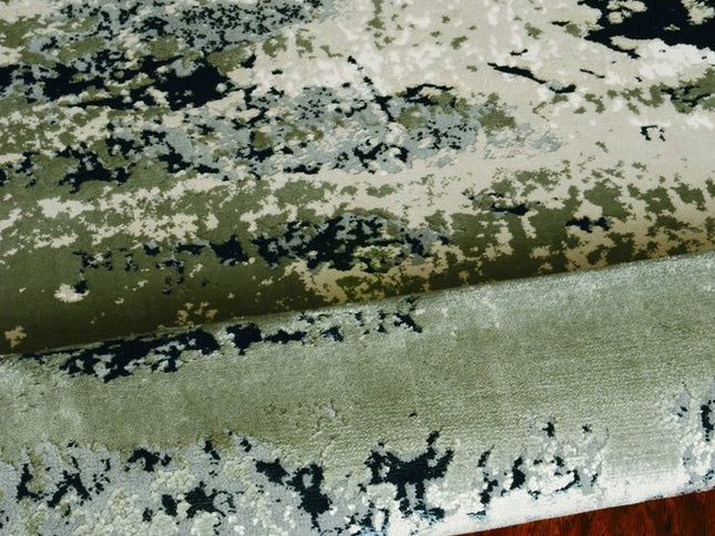 5' X 8' Silver And Charcoal Abstract Area Rug