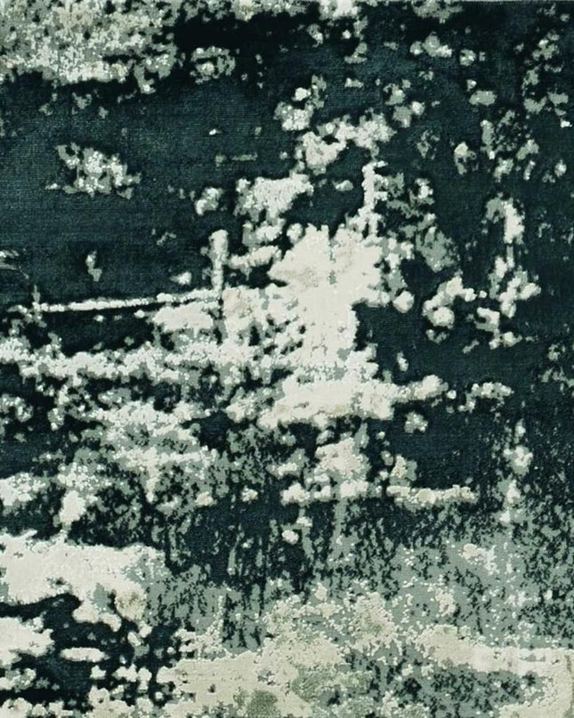 5' X 8' Silver And Charcoal Abstract Area Rug