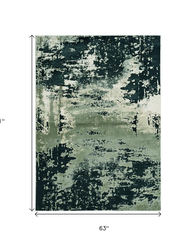 5' X 8' Silver And Charcoal Abstract Area Rug