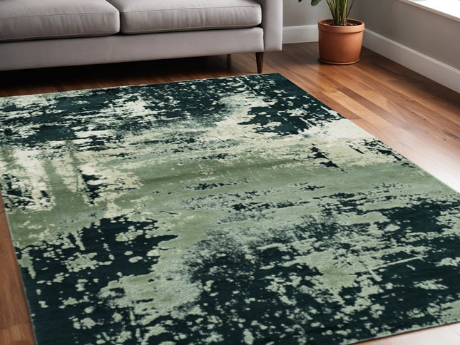 5' X 8' Silver And Charcoal Abstract Area Rug