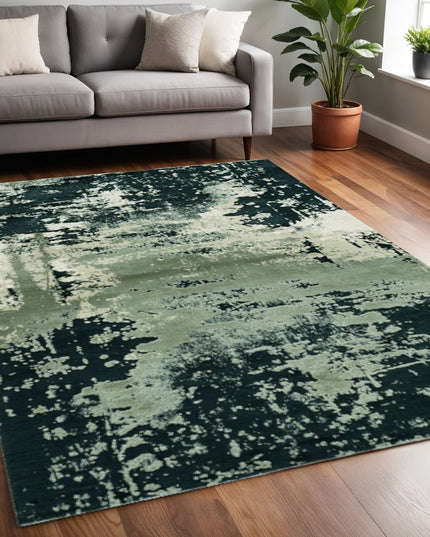 5' X 8' Silver And Charcoal Abstract Area Rug