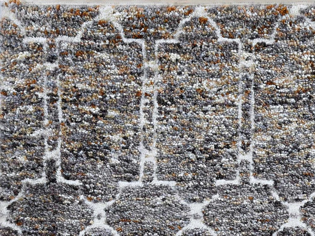 7' Purple Ivory And Brown Floral Octagon Rug