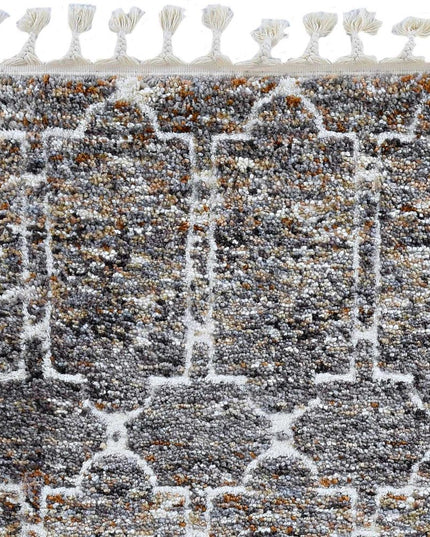 7' Purple Ivory And Brown Floral Octagon Rug