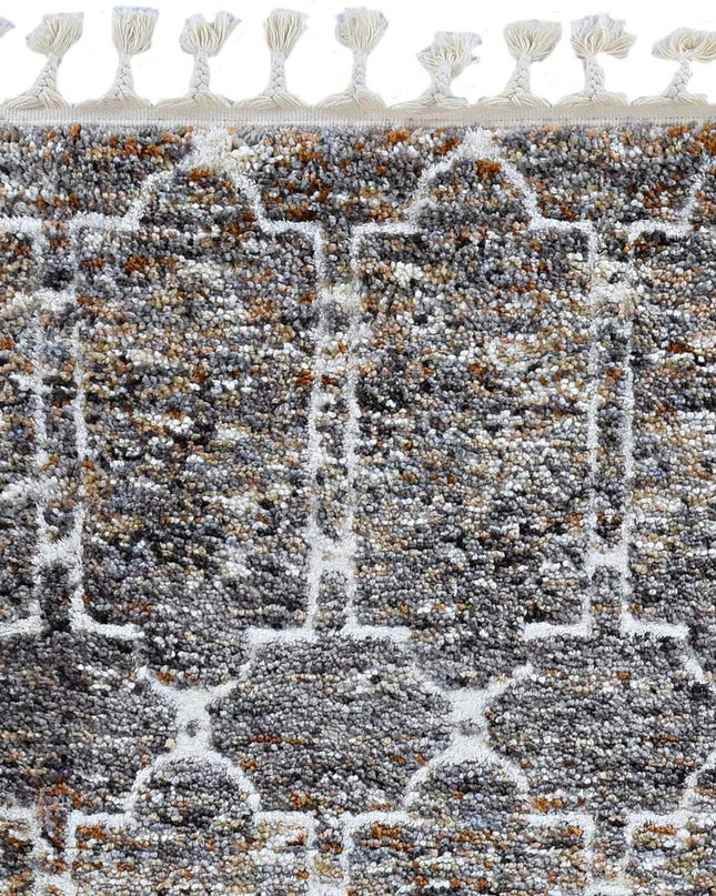 7' Purple Ivory And Brown Floral Octagon Rug