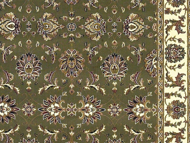 7' Green And Ivory Floral Octagon Rug