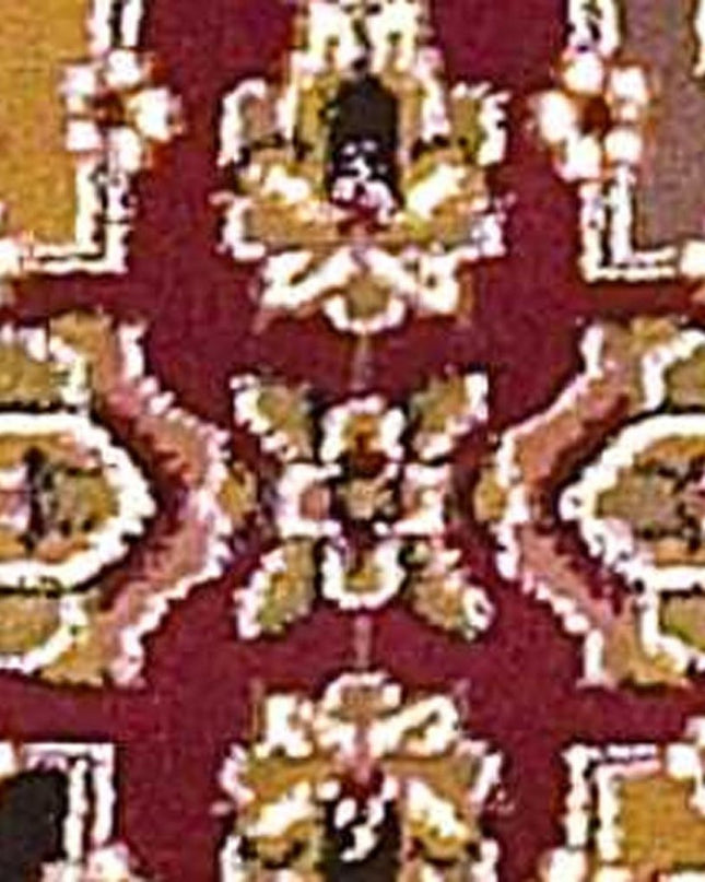 7' Red Orange And Black Quatrefoil Octagon Rug