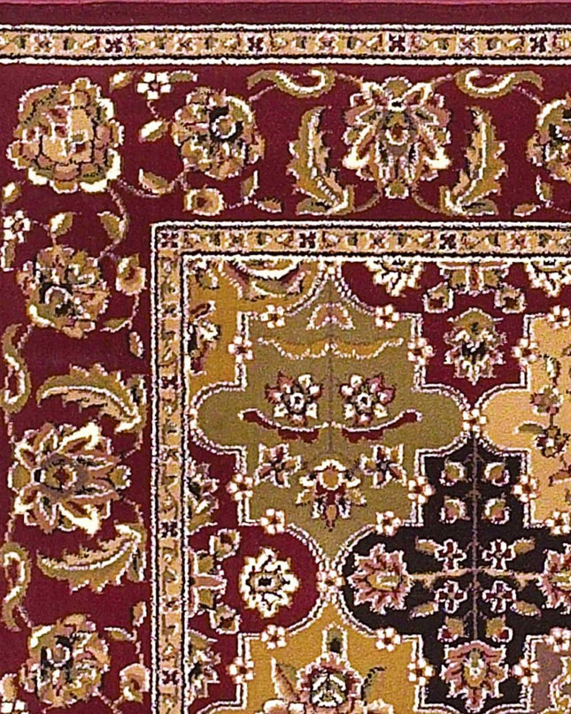 7' Red Orange And Black Quatrefoil Octagon Rug