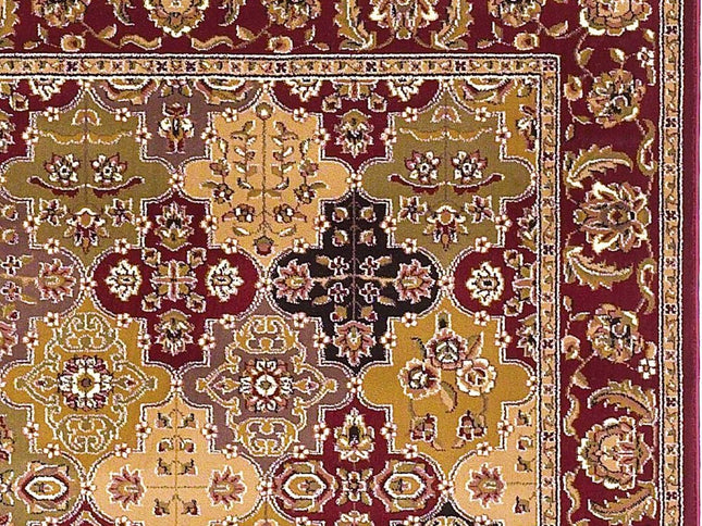 8' Red Orange And Black Quatrefoil Octagon Rug