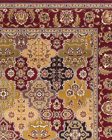 8' Red Orange And Black Quatrefoil Octagon Rug