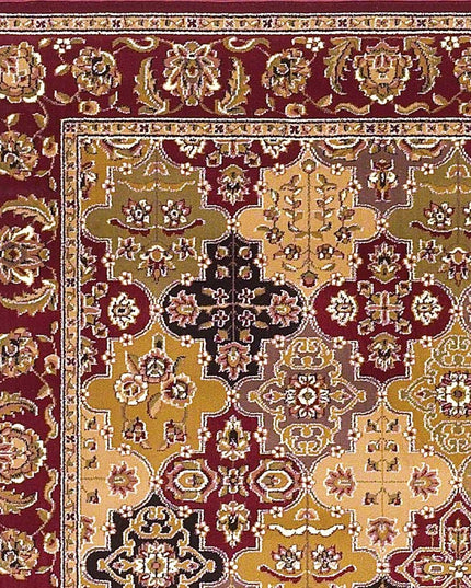 8' Red Orange And Black Quatrefoil Octagon Rug