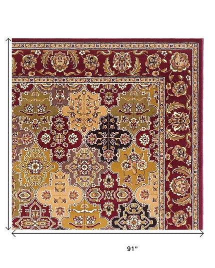 8' Red Orange And Black Quatrefoil Octagon Rug