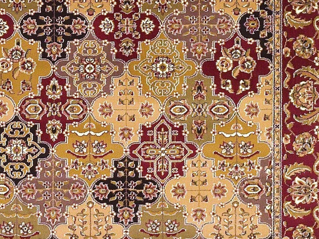 8' Red Orange And Black Quatrefoil Octagon Rug