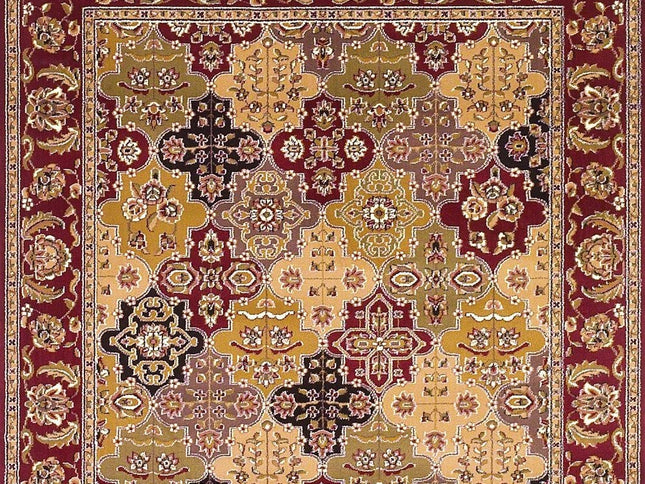 8' Red Orange And Black Quatrefoil Octagon Rug