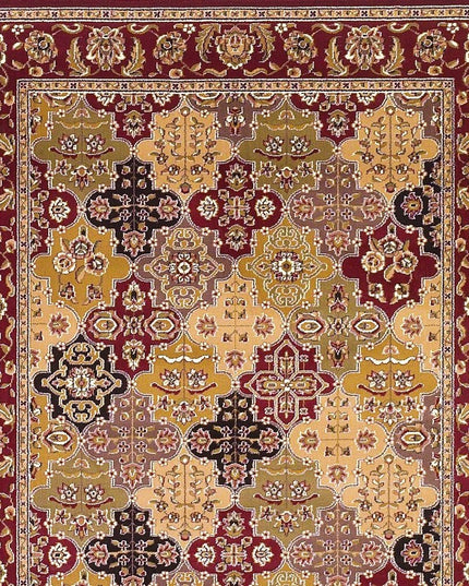 8' Red Orange And Black Quatrefoil Octagon Rug