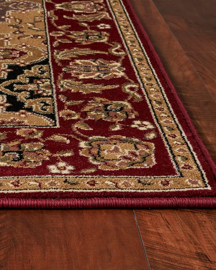 8' Red Orange And Black Quatrefoil Octagon Rug