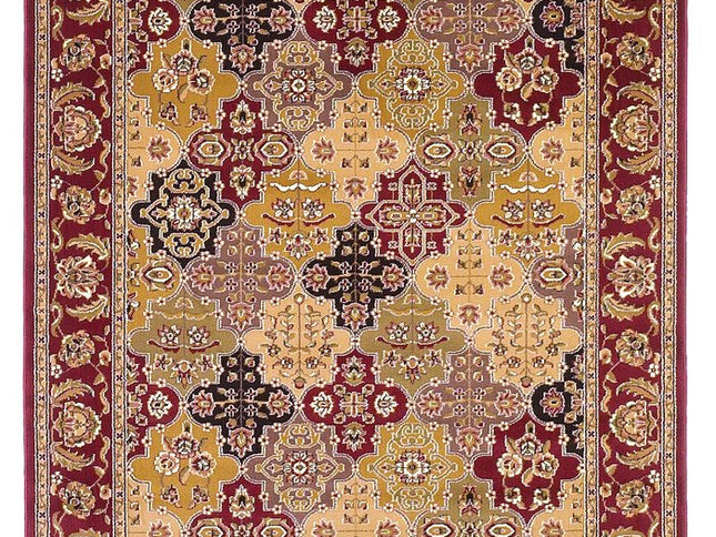 8' Red Orange And Black Quatrefoil Octagon Rug