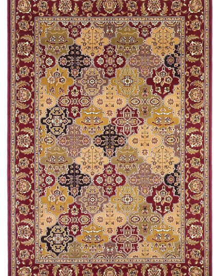 8' Red Orange And Black Quatrefoil Octagon Rug