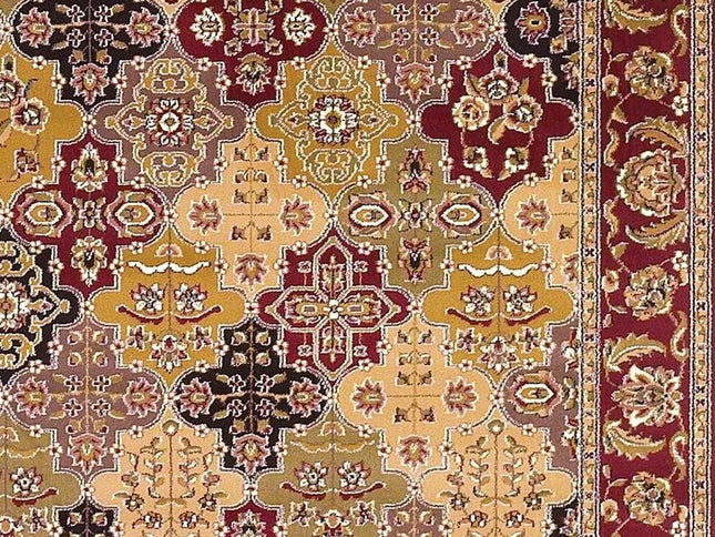 8' Red Orange And Black Quatrefoil Octagon Rug