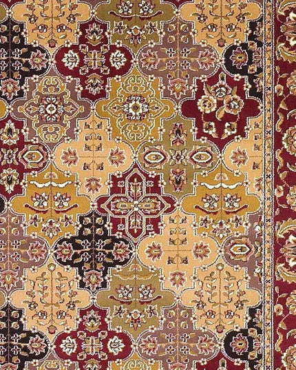 8' Red Orange And Black Quatrefoil Octagon Rug