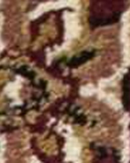 7' Red And Beige Floral Medallion Octagon Rug