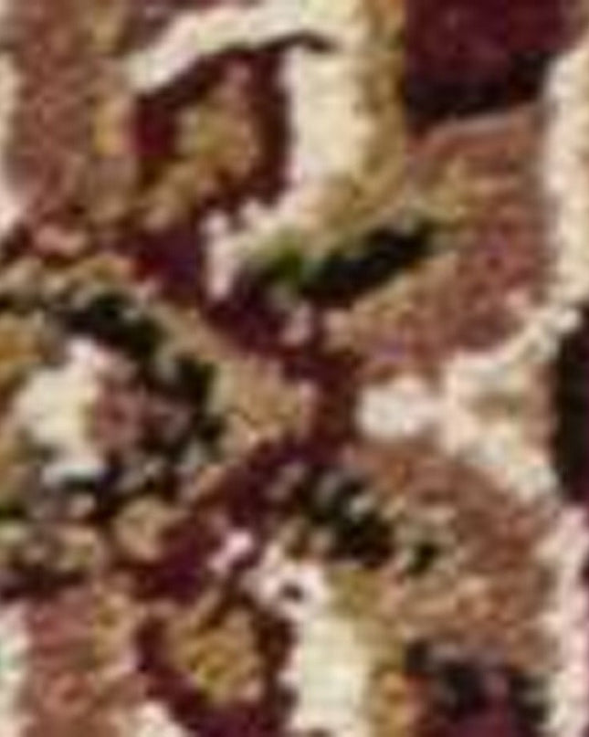 7' Red And Beige Floral Medallion Octagon Rug