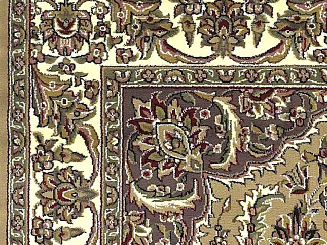 7' Beige And Ivory Floral Octagon Rug