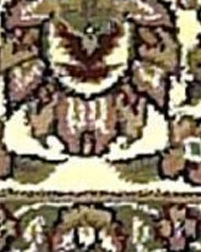 7' Beige And Ivory Floral Octagon Rug