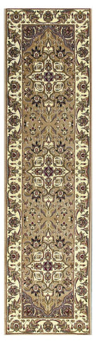 7' Beige And Ivory Floral Octagon Rug