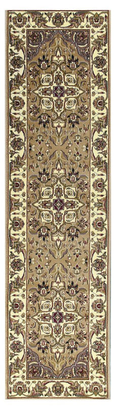 7' Beige And Ivory Floral Octagon Rug