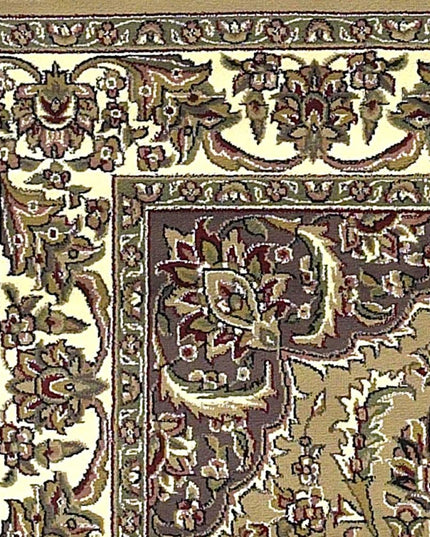 7' Beige And Ivory Floral Octagon Rug