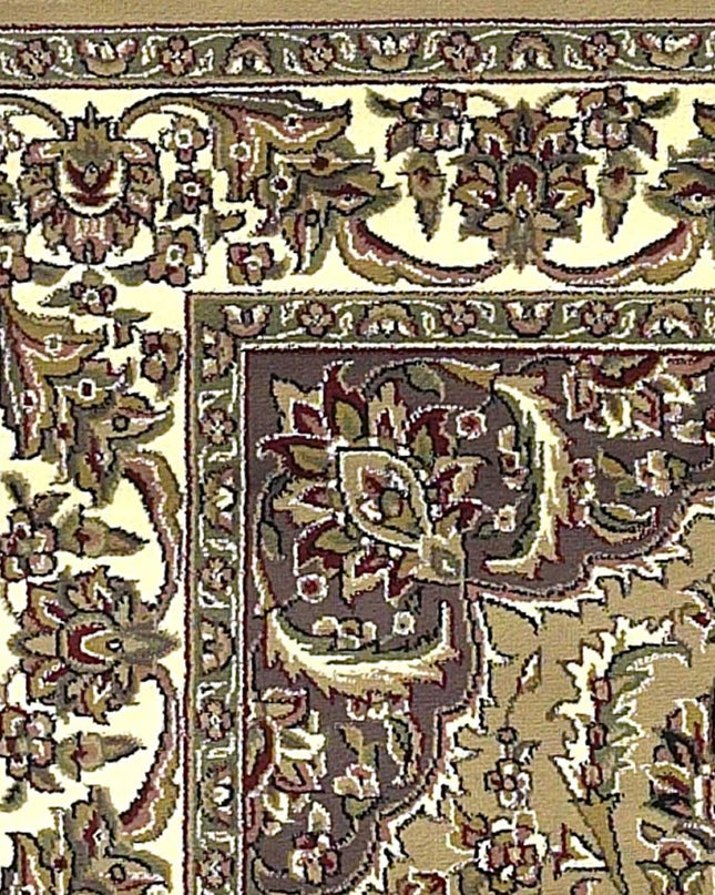 7' Beige And Ivory Floral Octagon Rug