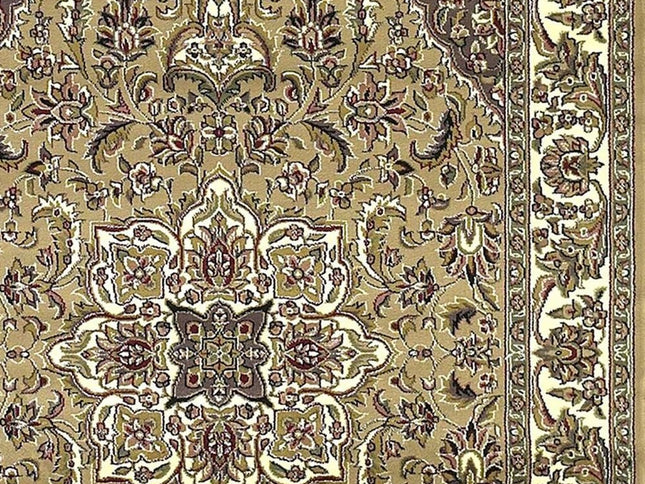 7' Beige And Ivory Floral Octagon Rug