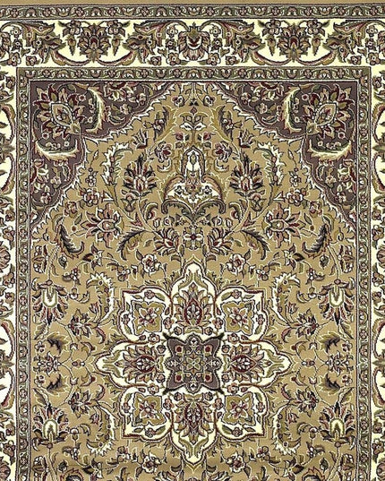 7' Beige And Ivory Floral Octagon Rug
