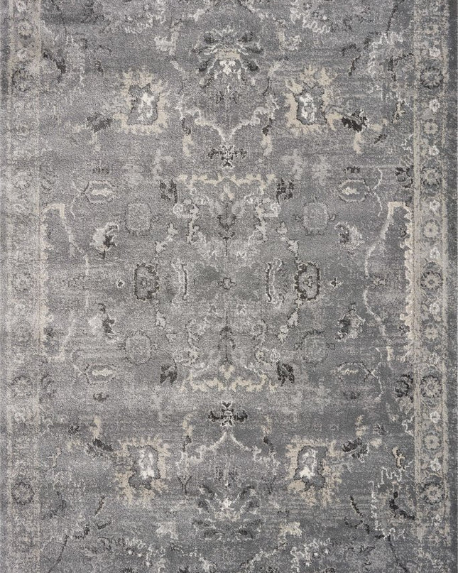 5' X 8' Gray And Light Gray Floral Medallion Area Rug