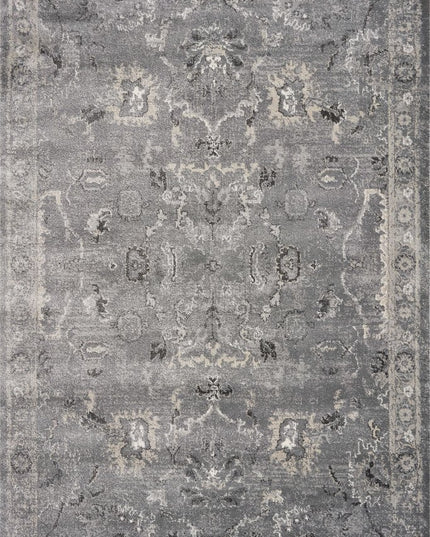 5' X 8' Gray And Light Gray Floral Medallion Area Rug