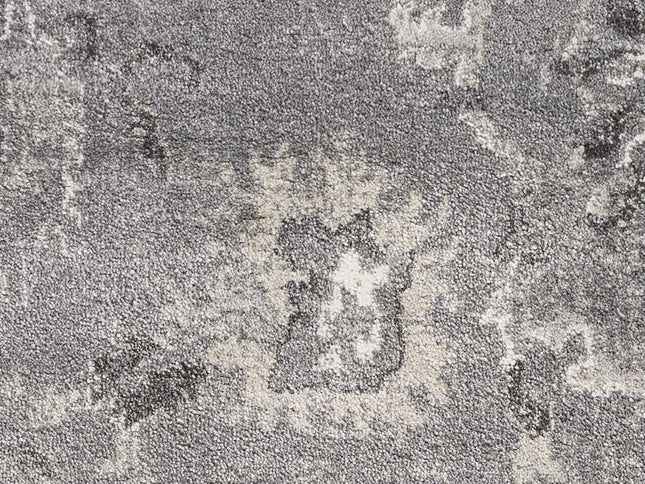 5' X 8' Gray And Light Gray Floral Medallion Area Rug