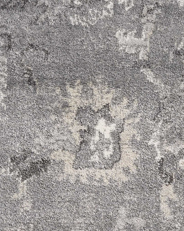 5' X 8' Gray And Light Gray Floral Medallion Area Rug