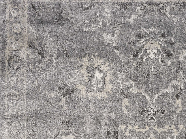 5' X 8' Gray And Light Gray Floral Medallion Area Rug