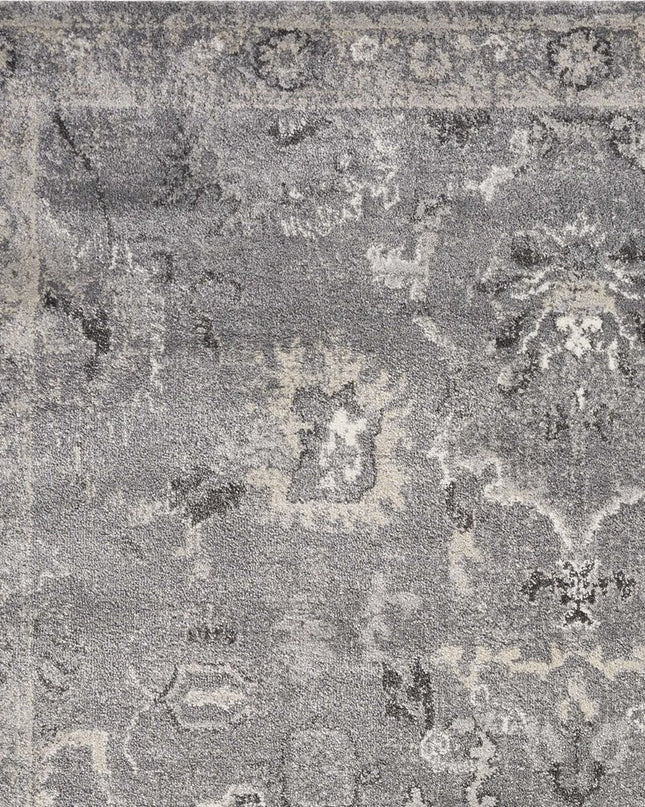 5' X 8' Gray And Light Gray Floral Medallion Area Rug