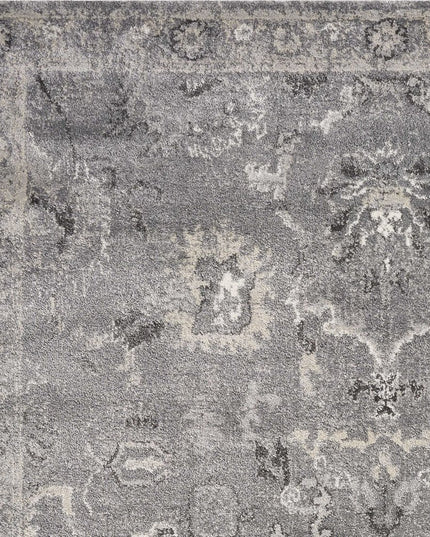 5' X 8' Gray And Light Gray Floral Medallion Area Rug