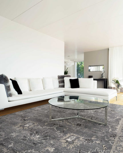 5' X 8' Gray And Light Gray Floral Medallion Area Rug