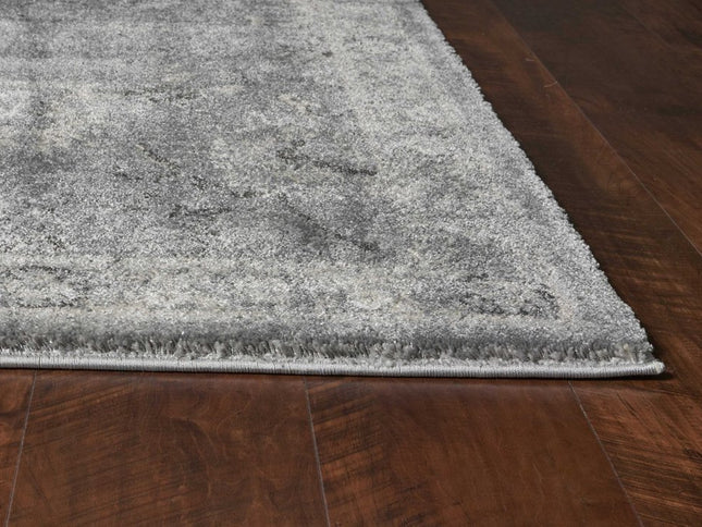 5' X 8' Gray And Light Gray Floral Medallion Area Rug