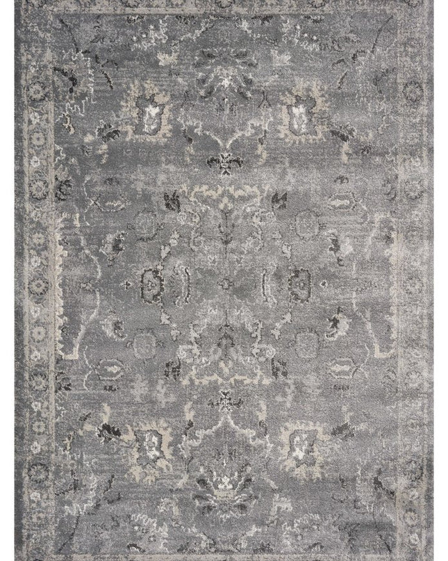 5' X 8' Gray And Light Gray Floral Medallion Area Rug