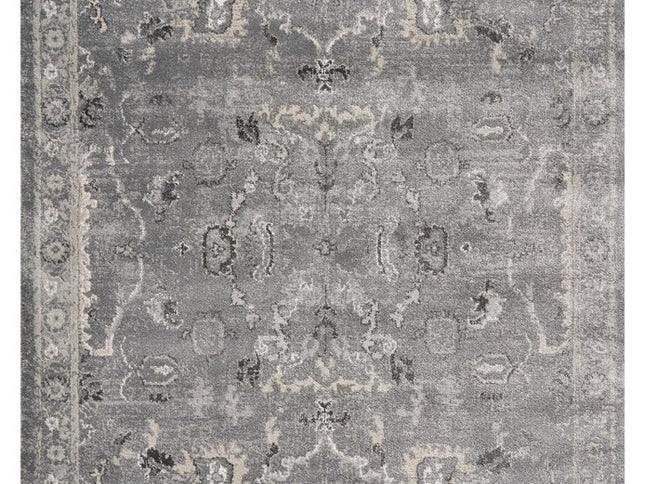 5' X 8' Gray And Light Gray Floral Medallion Area Rug