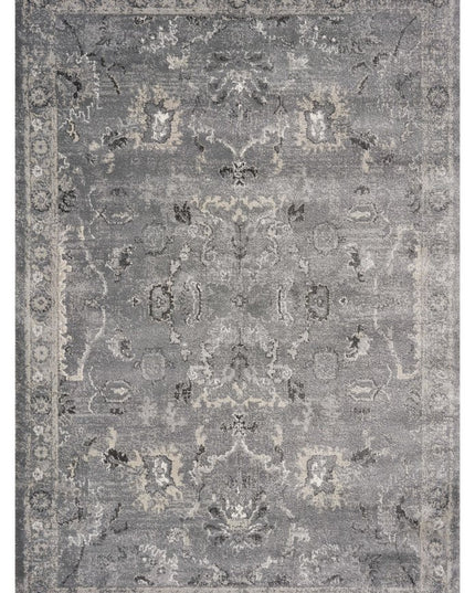 5' X 8' Gray And Light Gray Floral Medallion Area Rug