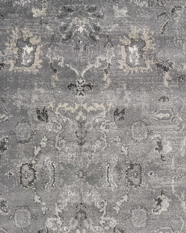5' X 8' Gray And Light Gray Floral Medallion Area Rug