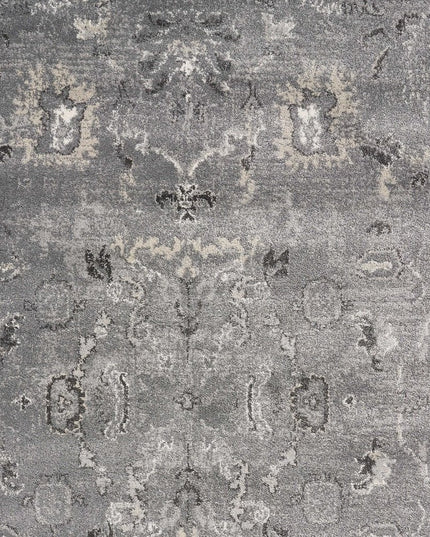 5' X 8' Gray And Light Gray Floral Medallion Area Rug