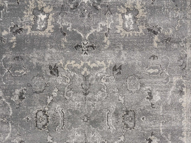 5' X 8' Gray And Light Gray Floral Medallion Area Rug