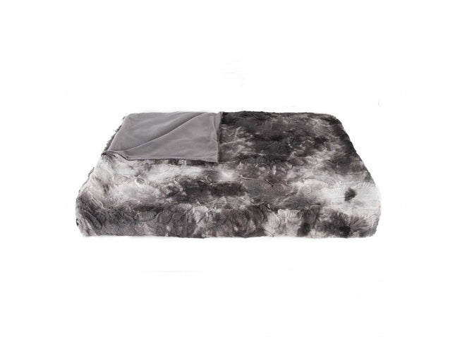 50" X 70" Dark Gray and Ivory Faux Fur Plush Throw Blanket